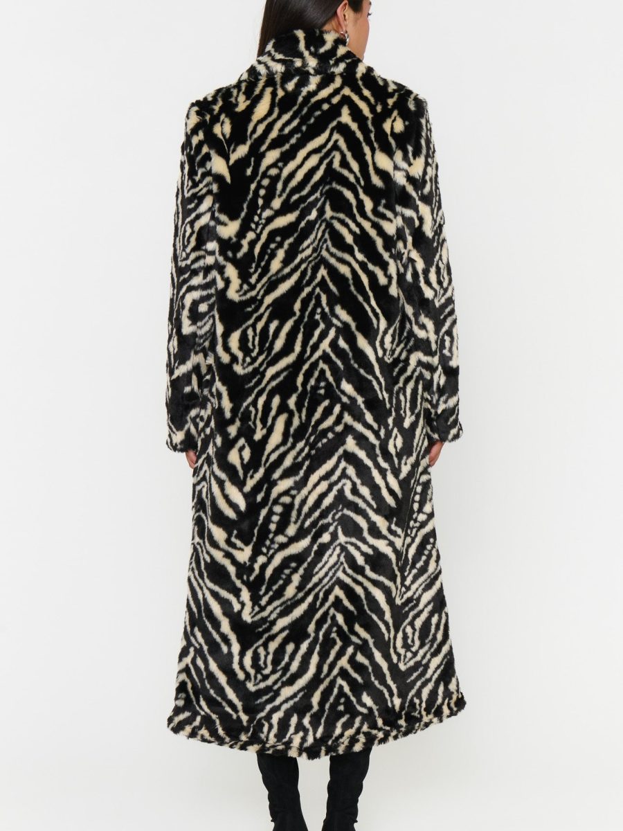 Miss Cindy Overcoat ~ Neutral Zebra Faux Fur