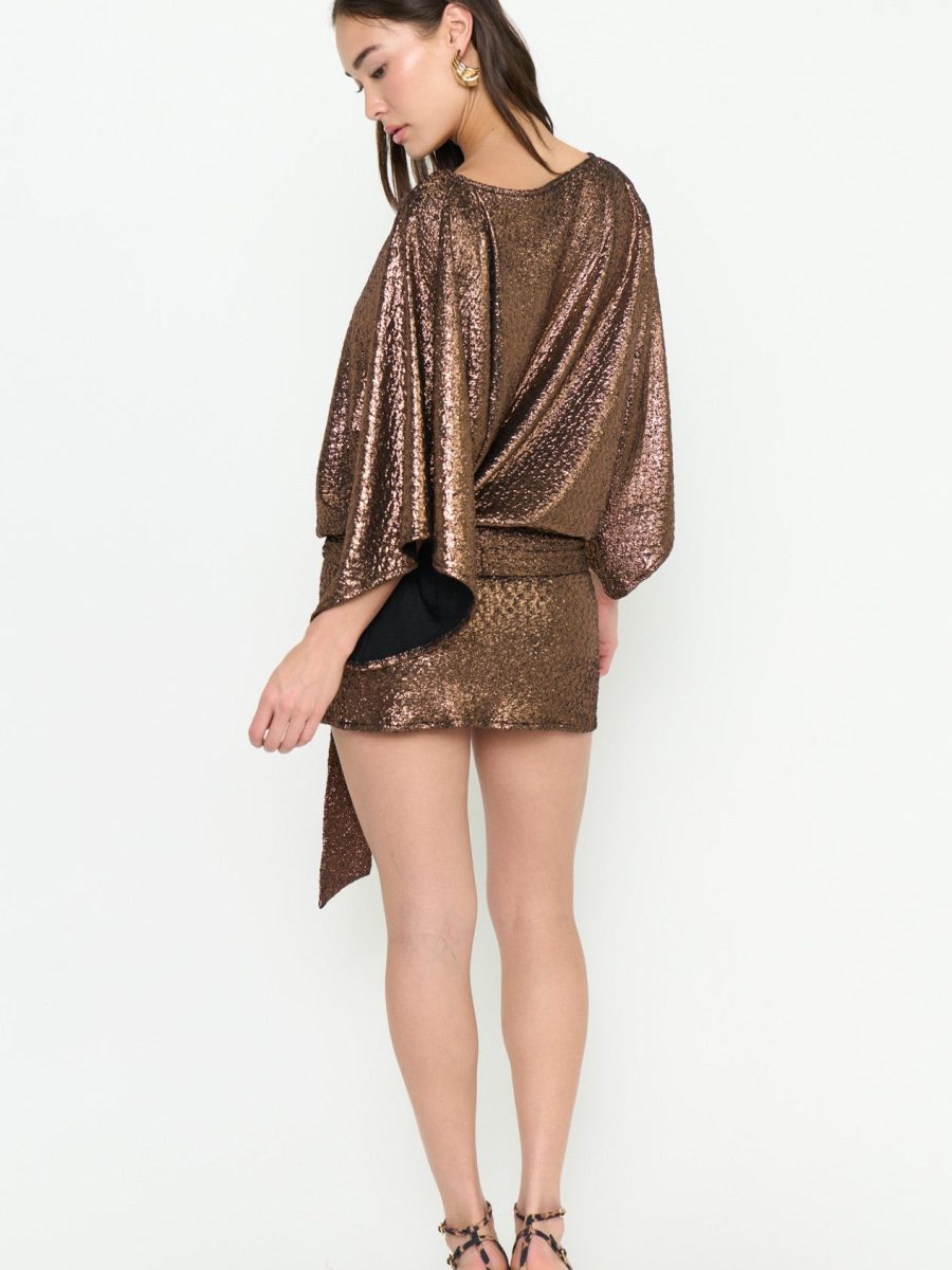 Fonda Mini Dress ~ Bronze Metallic Stretch
