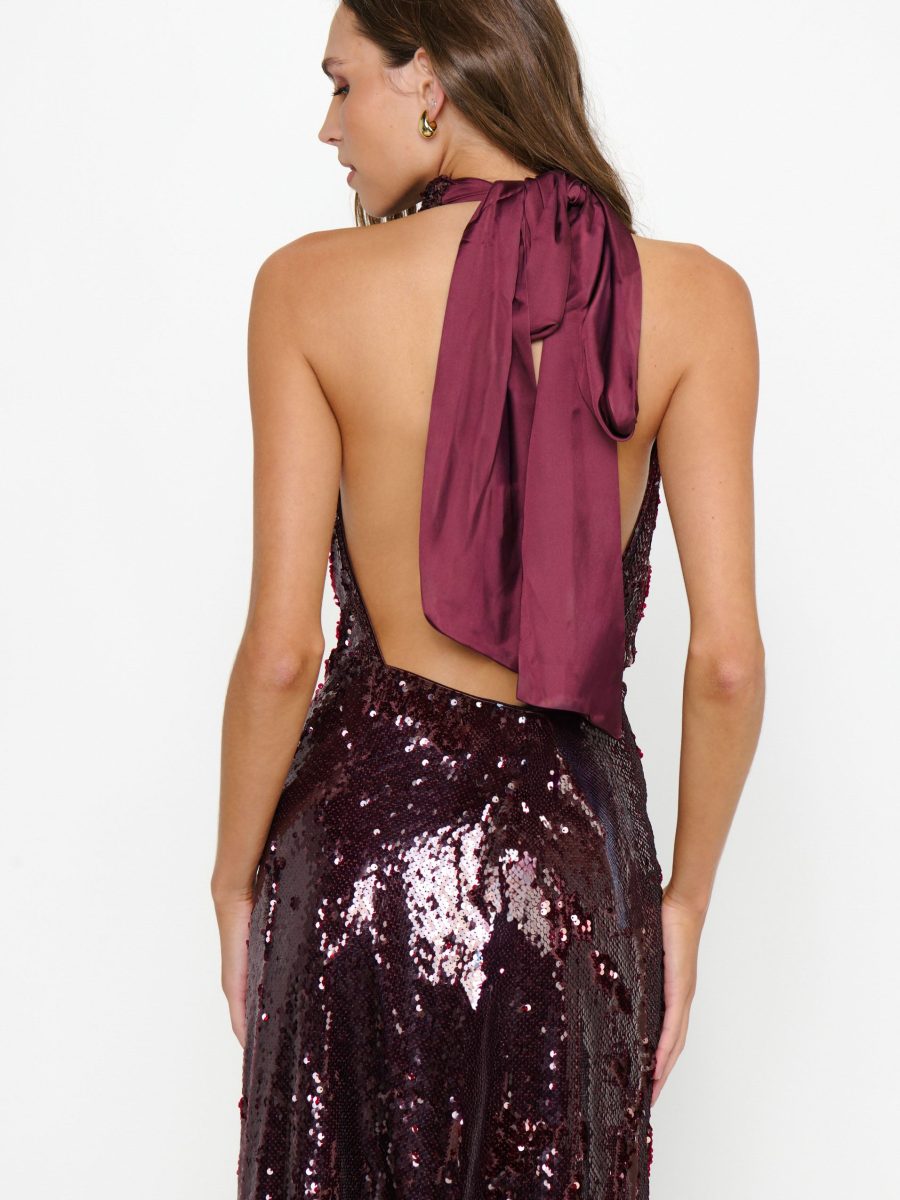 Simone Maxi Dress ~ Burgundy Sequins