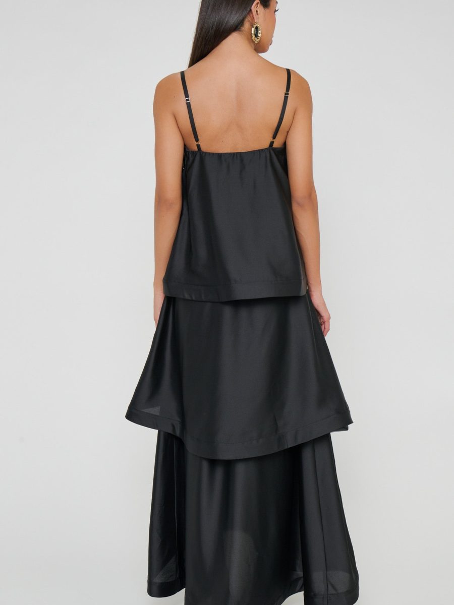 Ella Maxi Dress ~ Black Luxe Satin