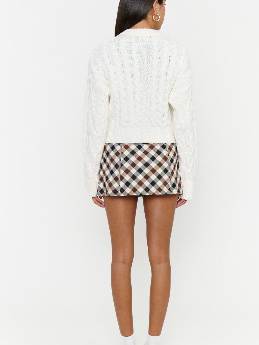 Chimney Cardigan ~ Cream Cable Knit