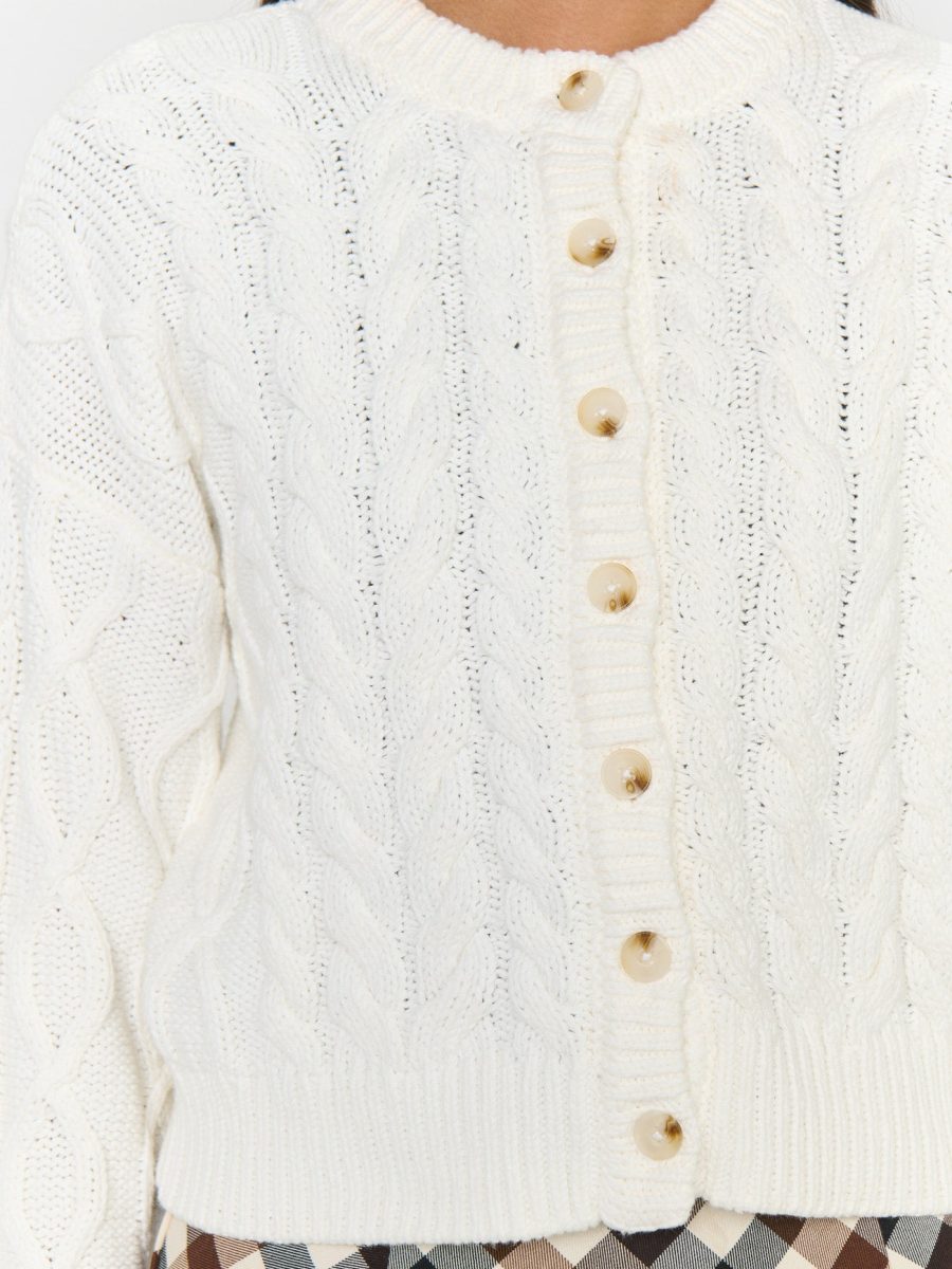 Chimney Cardigan ~ Cream Cable Knit