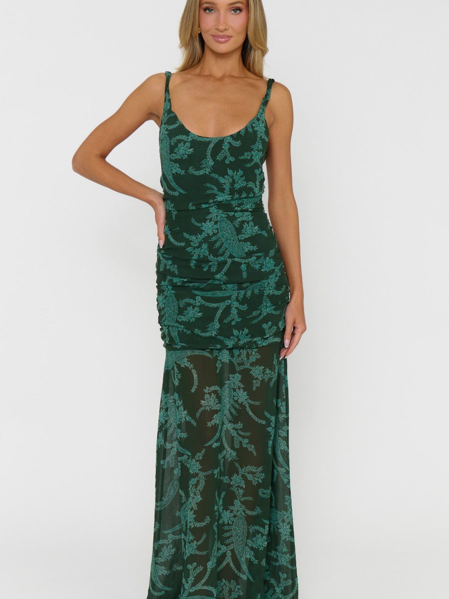 Chantelle Maxi Dress ~ Pine Green Paisley