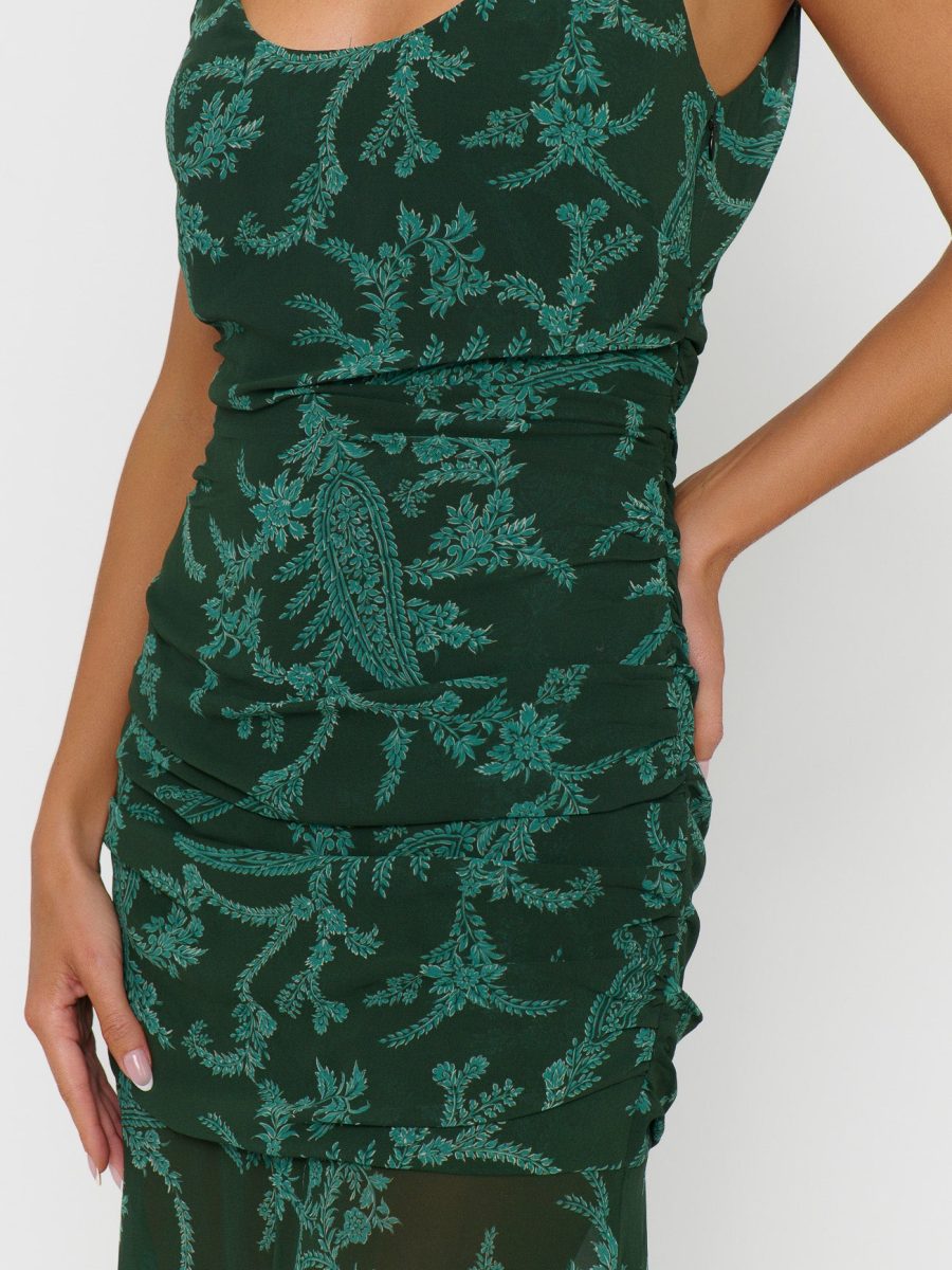 Chantelle Maxi Dress ~ Pine Green Paisley