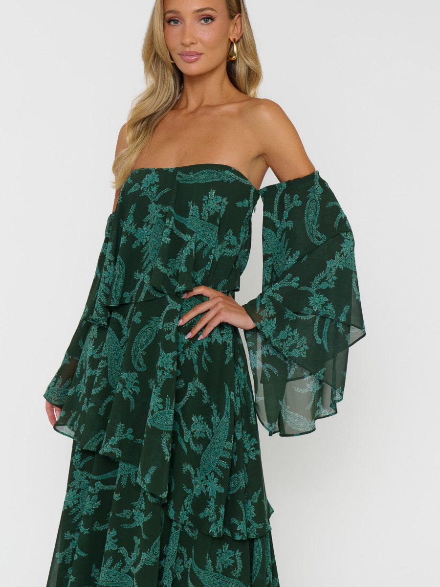 Elsie Maxi Dress ~ Pine Green Paisley