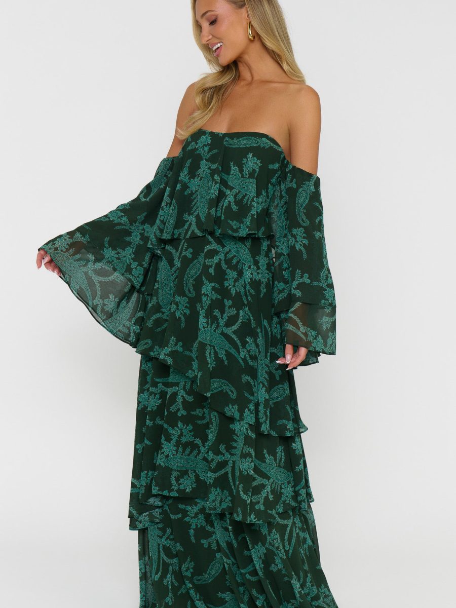 Elsie Maxi Dress ~ Pine Green Paisley