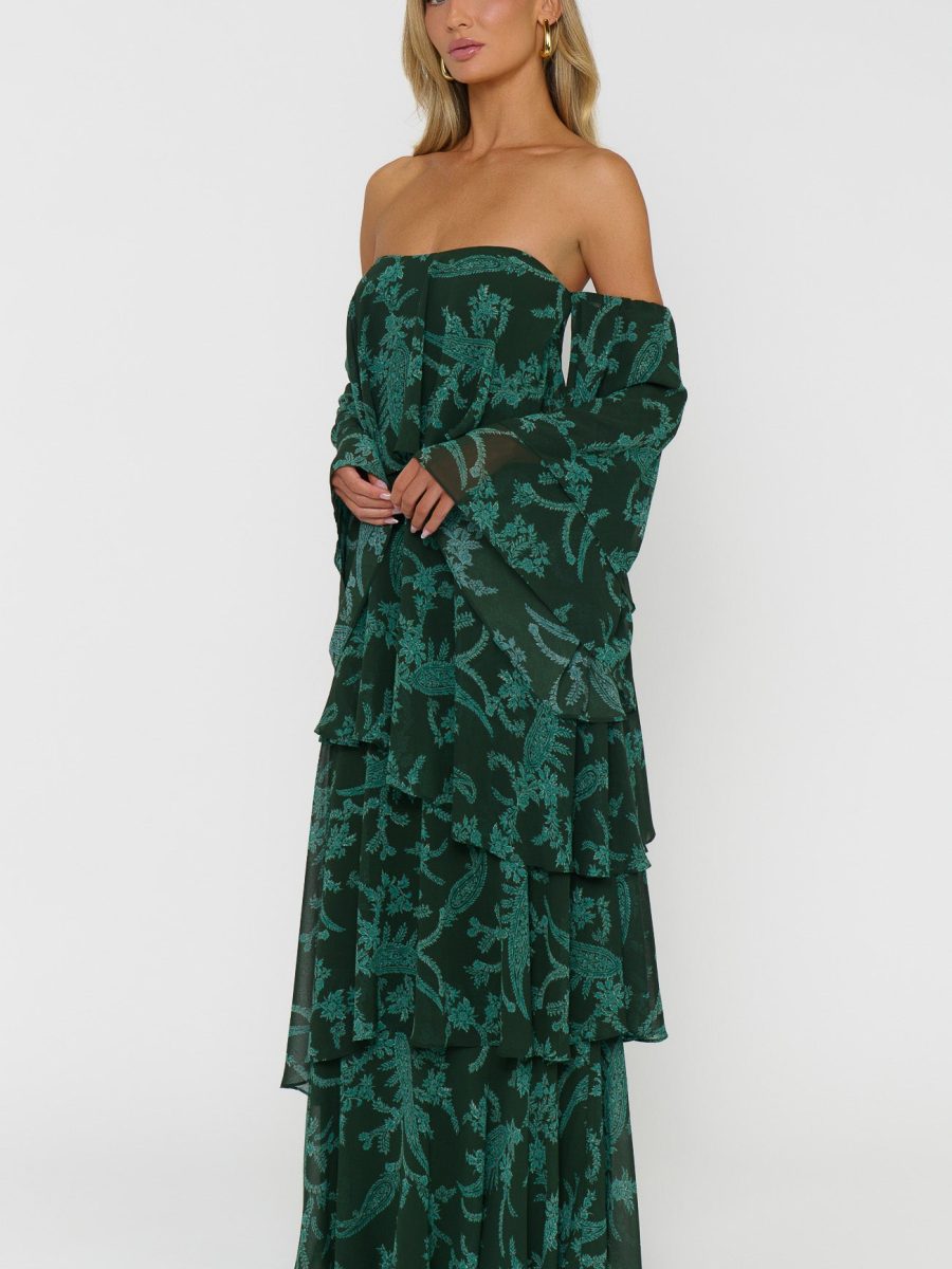 Elsie Maxi Dress ~ Pine Green Paisley