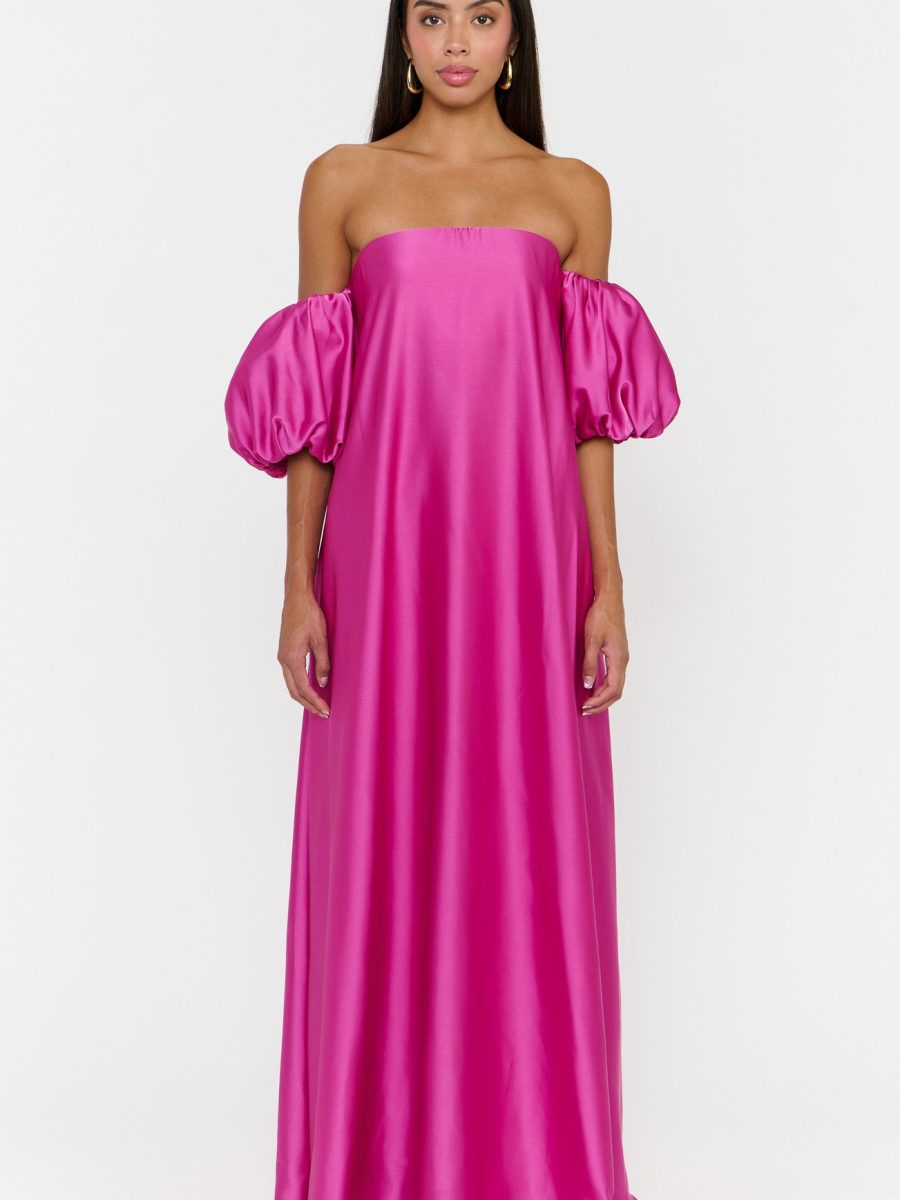 Cassy Maxi Dress ~ Rich Magenta Luxe Satin