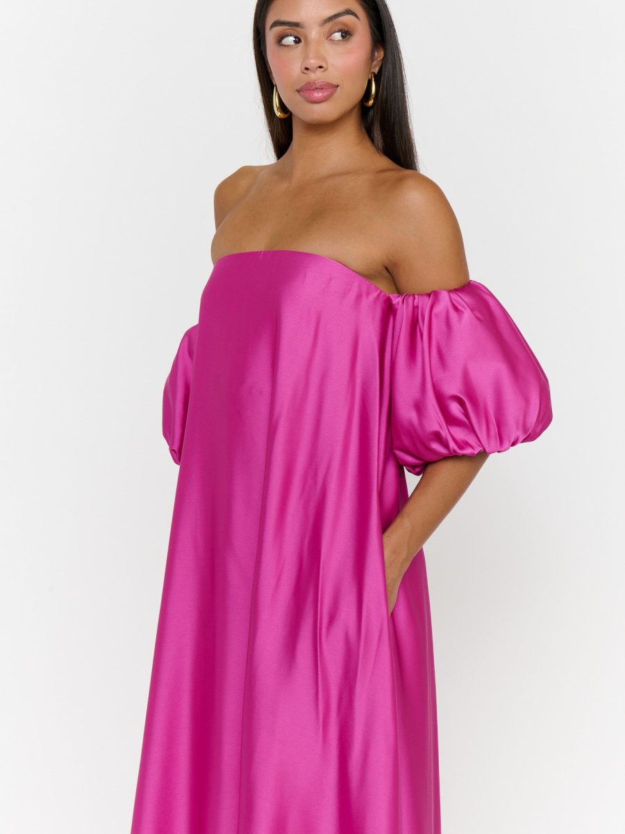 Cassy Maxi Dress ~ Rich Magenta Luxe Satin