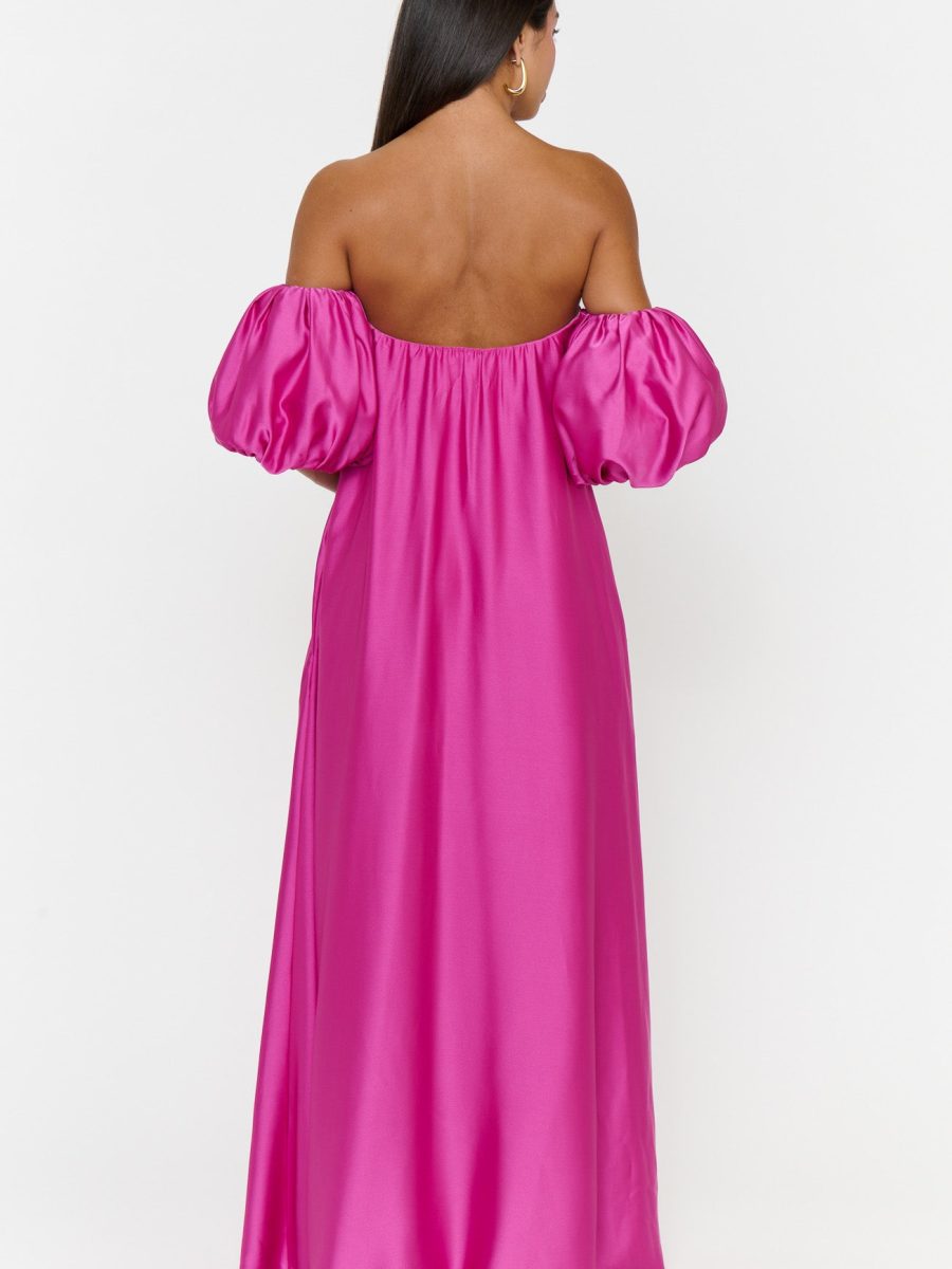 Cassy Maxi Dress ~ Rich Magenta Luxe Satin