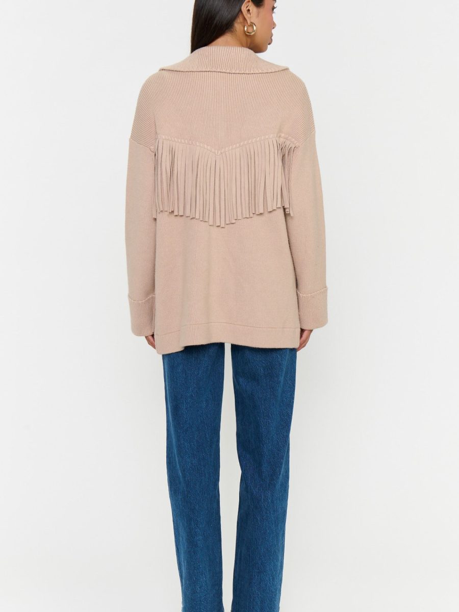Santa Barbara Jacket ~ Tan Knit Fringe