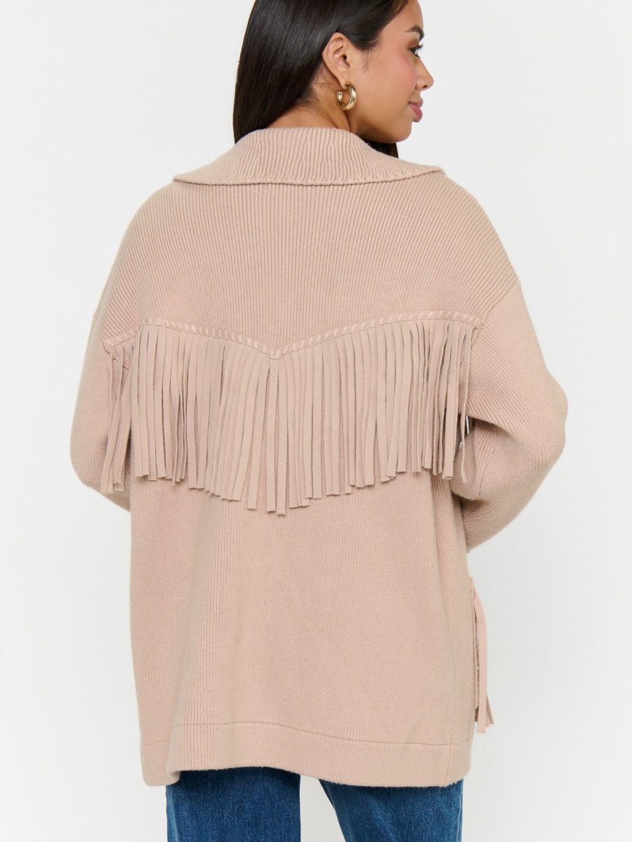 Santa Barbara Jacket ~ Tan Knit Fringe