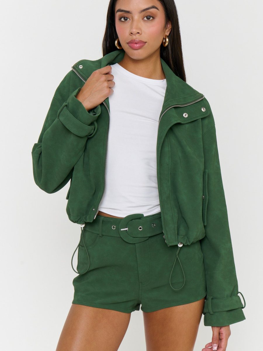 Ventura Jacket ~ Green Faux Suede