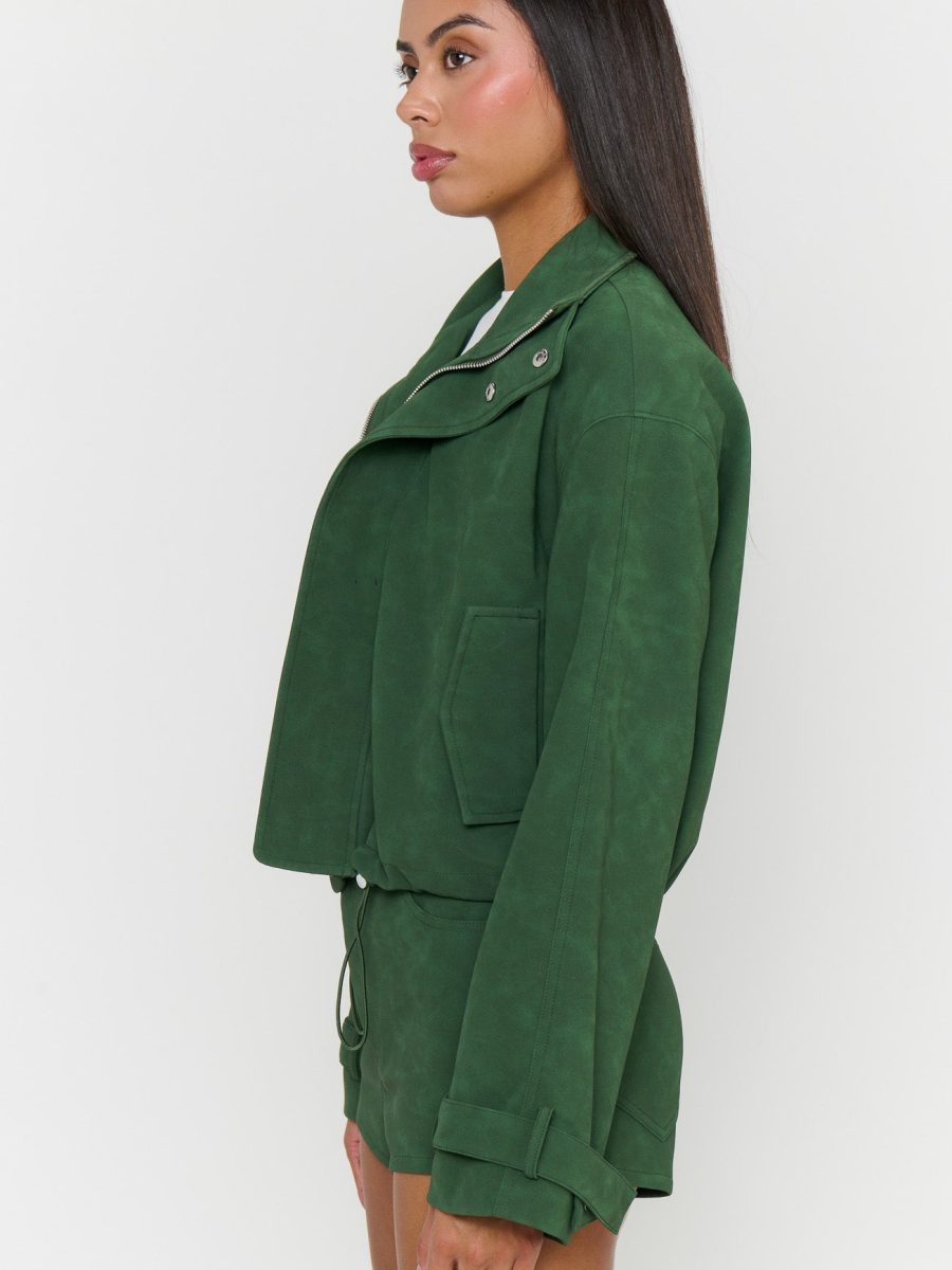 Ventura Jacket ~ Green Faux Suede