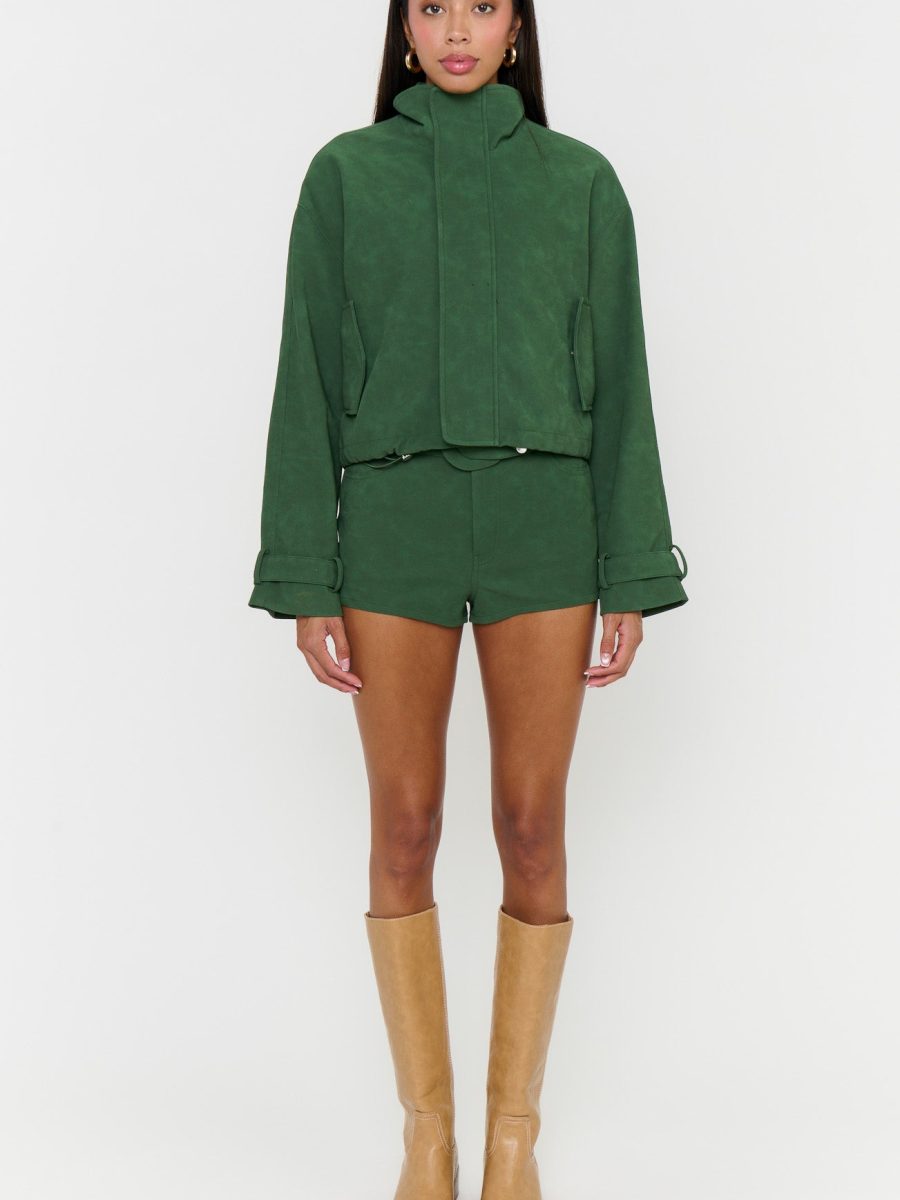 Ventura Jacket ~ Green Faux Suede