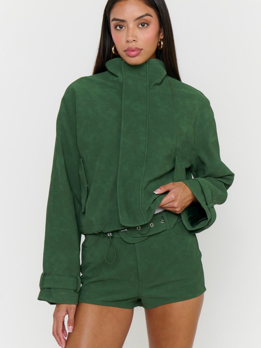 Ventura Jacket ~ Green Faux Suede