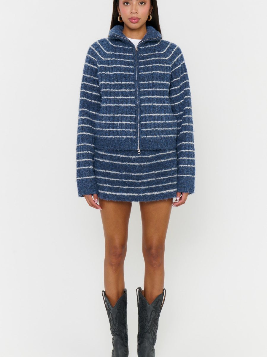 Walker Zip Sweater ~ Dusk Stripe