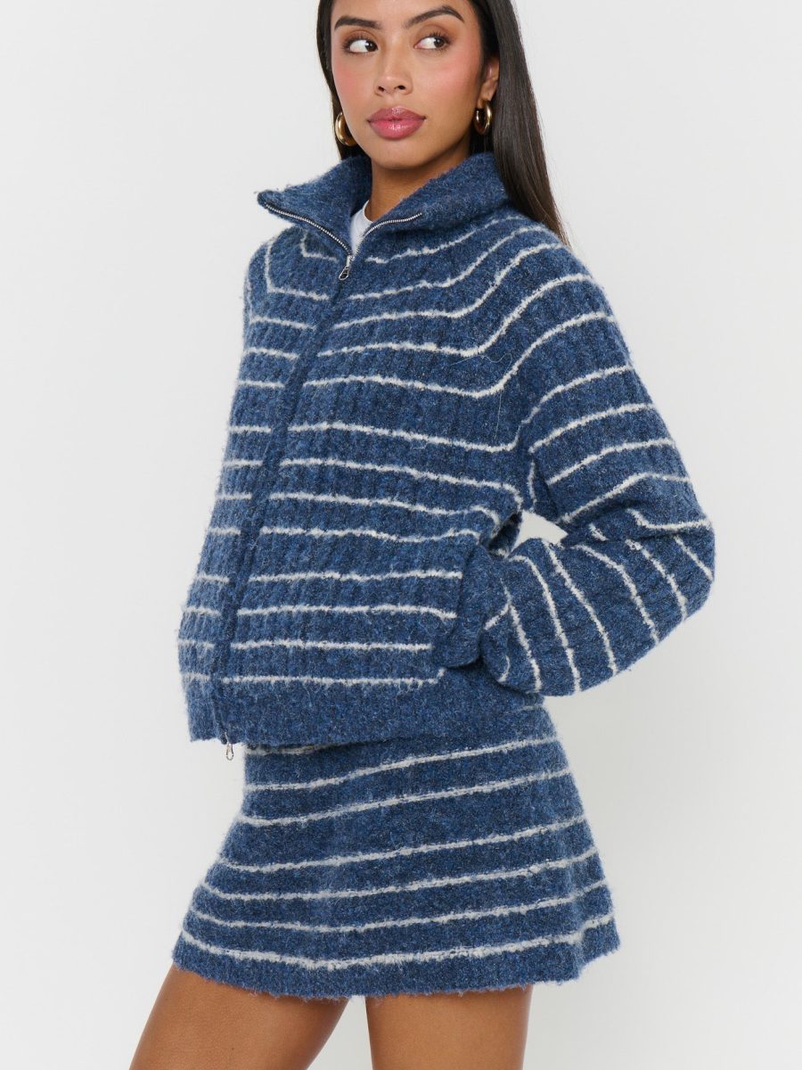 Walker Zip Sweater ~ Dusk Stripe