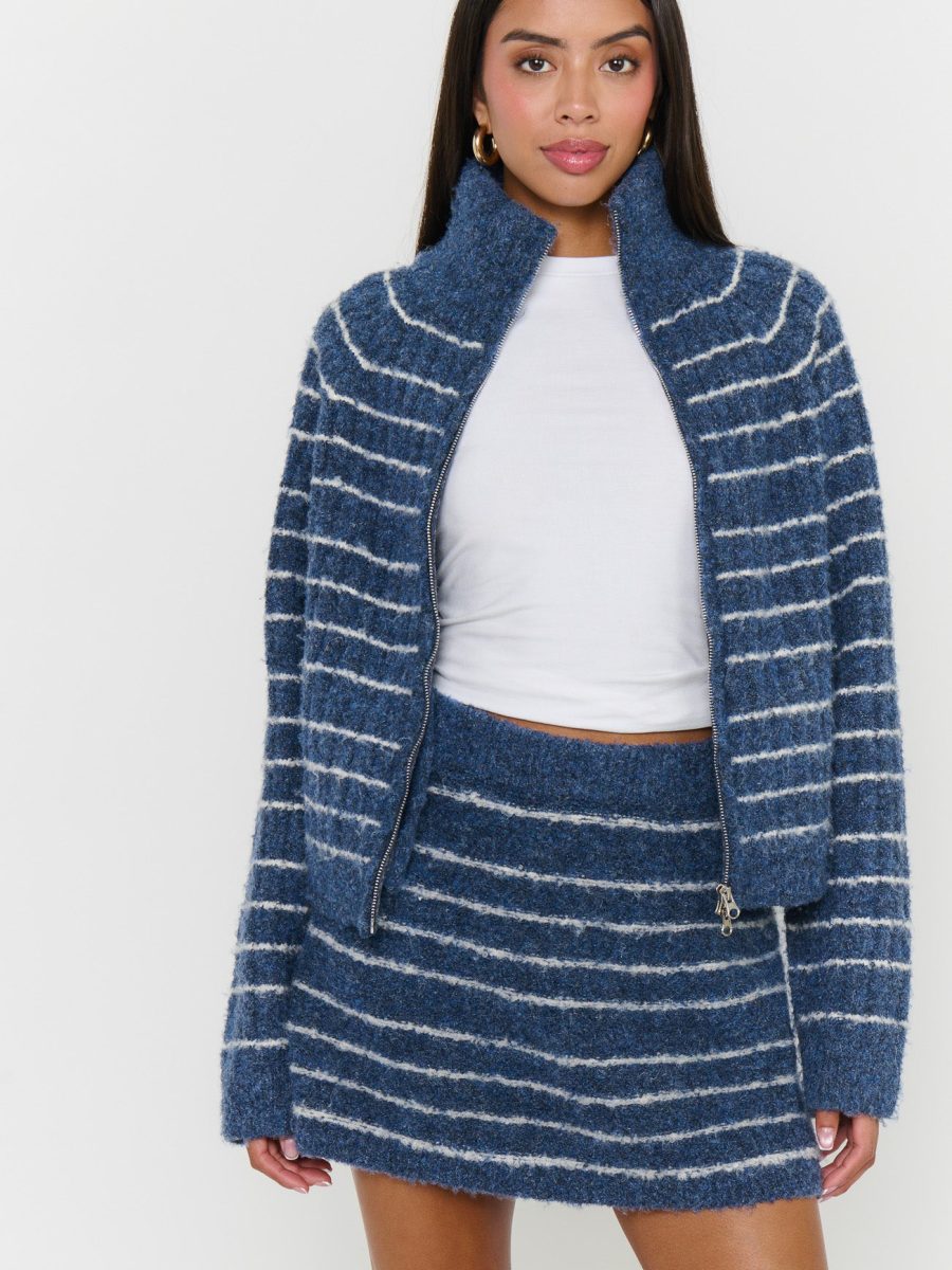 Walker Zip Sweater ~ Dusk Stripe