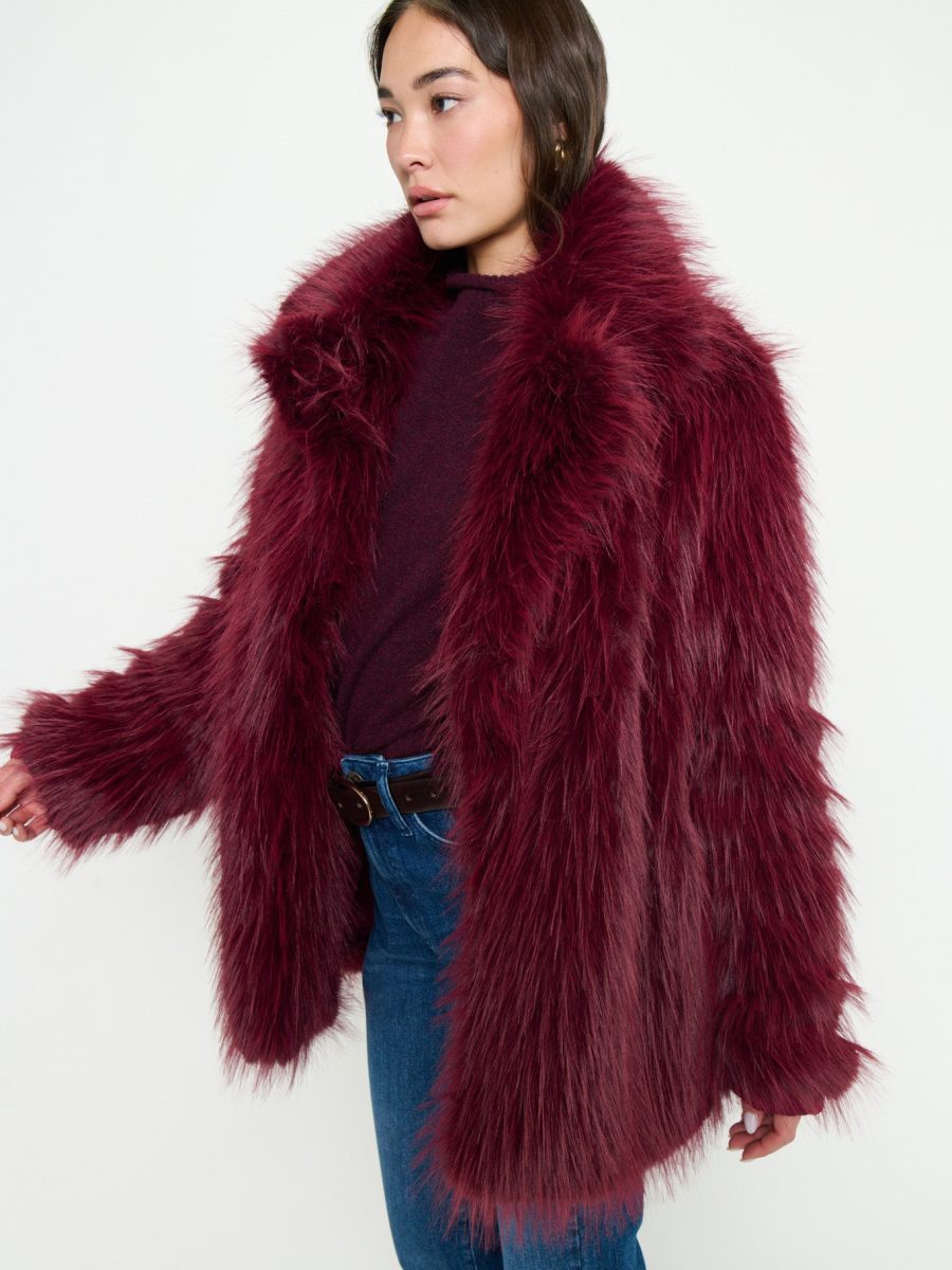 Salt Lake Fur Coat ~ Merlot Knit Faux Fur