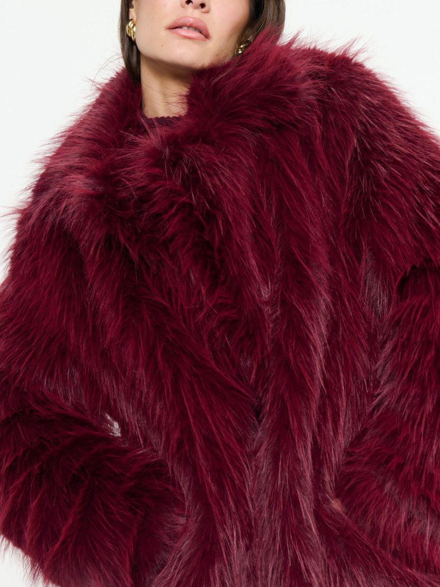 Salt Lake Fur Coat ~ Merlot Knit Faux Fur