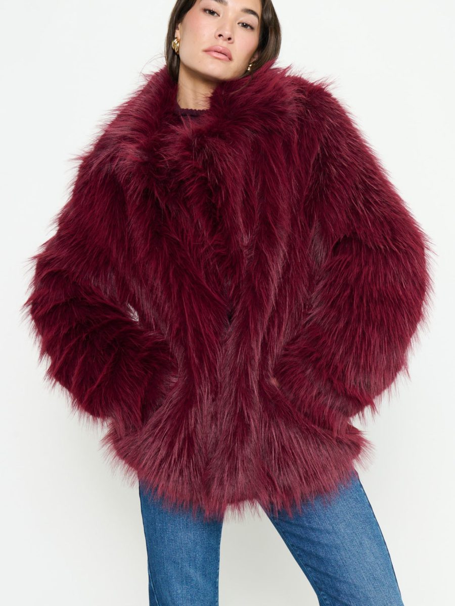 Salt Lake Fur Coat ~ Merlot Knit Faux Fur