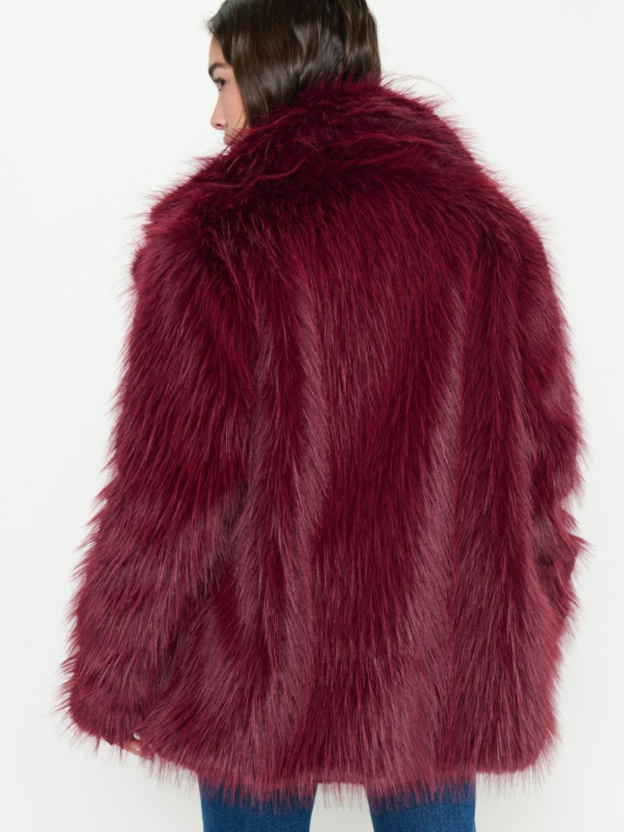 Salt Lake Fur Coat ~ Merlot Knit Faux Fur