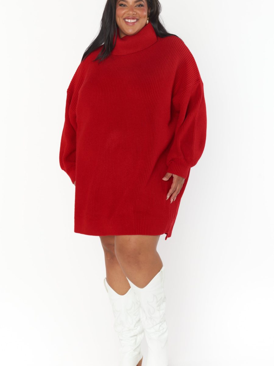 Chester Sweater Dress ~ Holly Red Knit