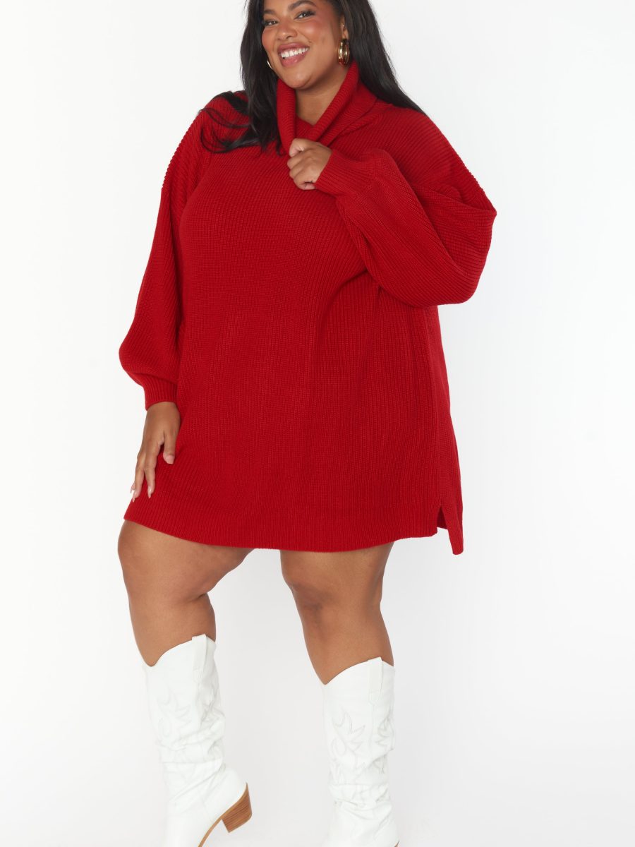 Chester Sweater Dress ~ Holly Red Knit