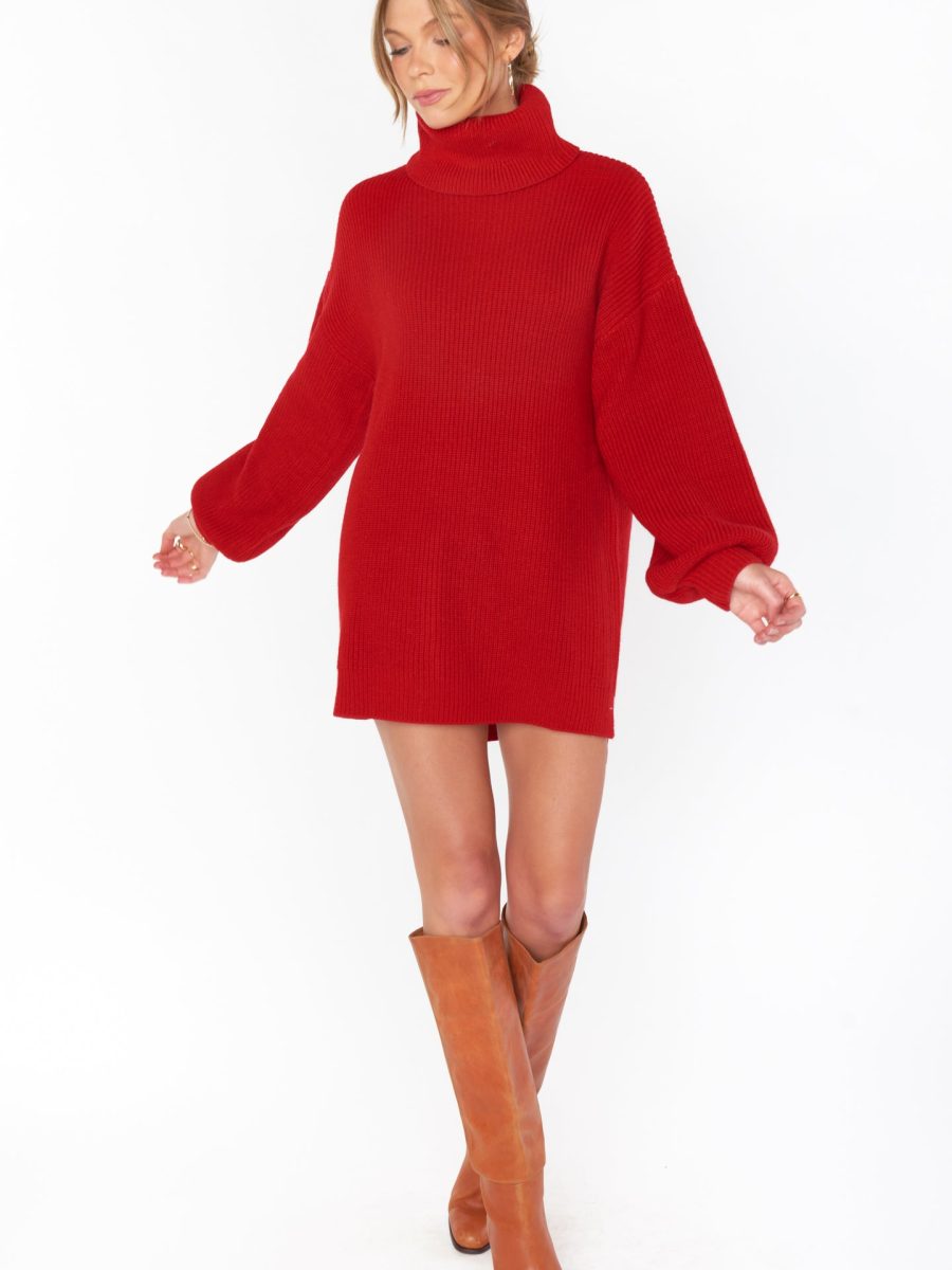 Chester Sweater Dress ~ Holly Red Knit