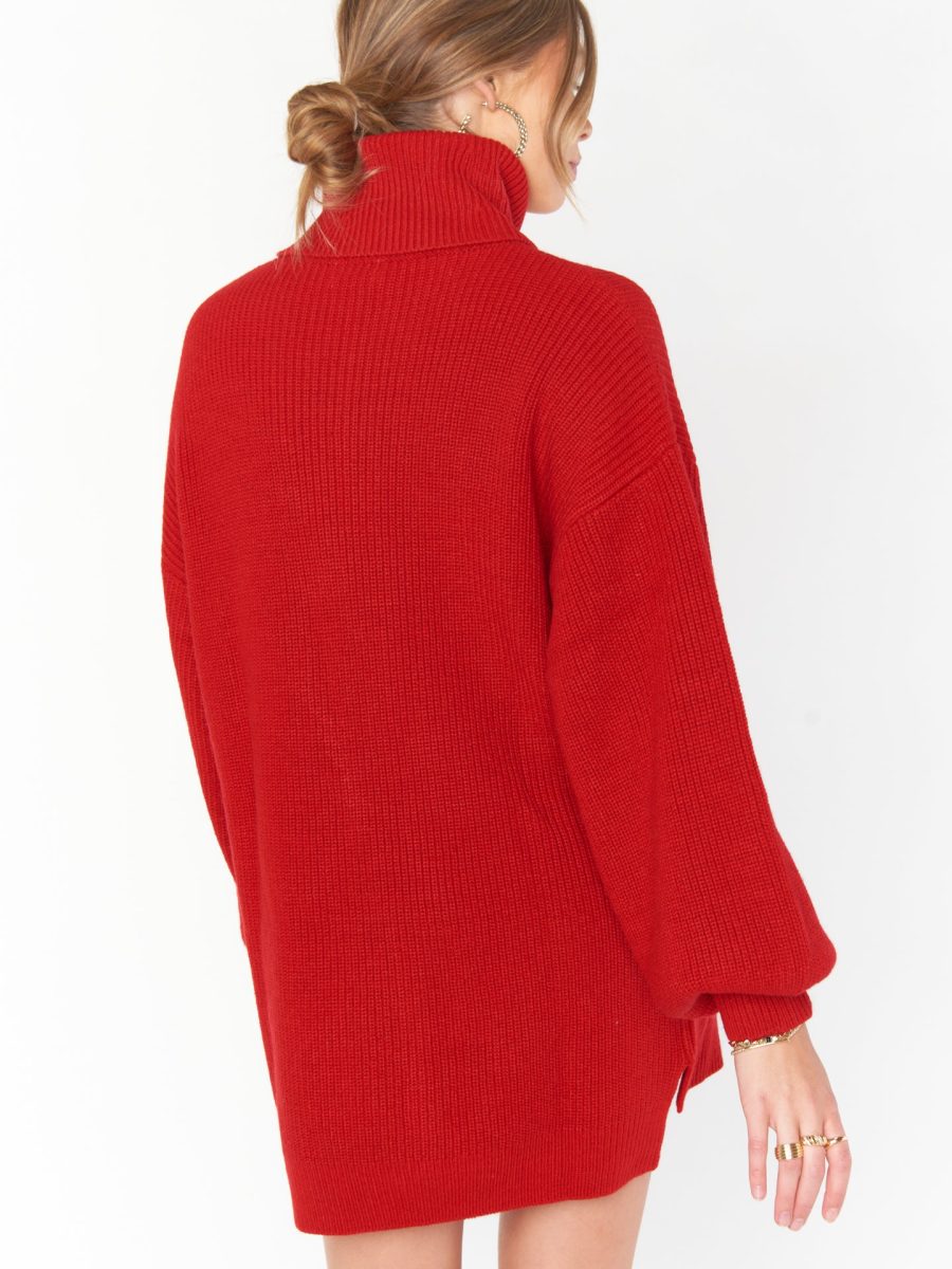 Chester Sweater Dress ~ Holly Red Knit