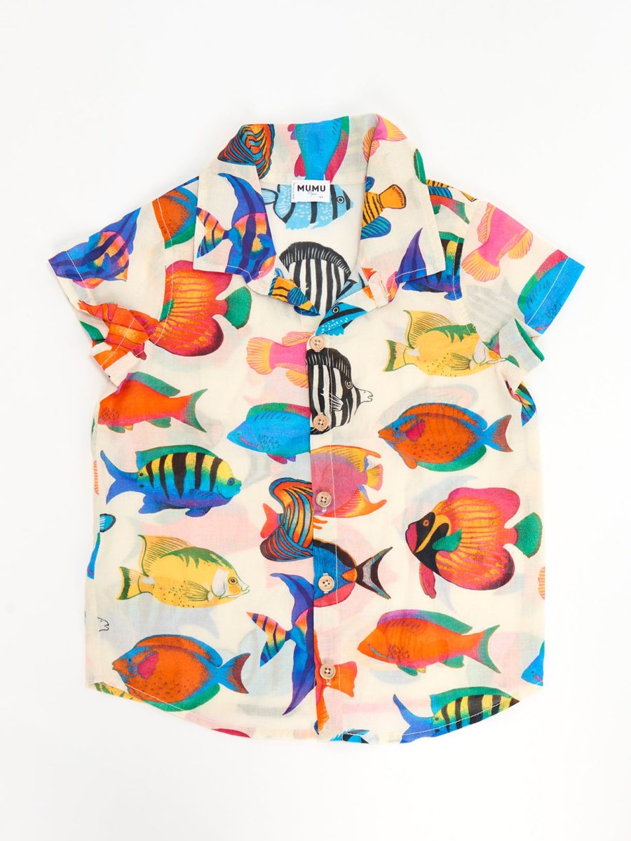 Lil Button Up Shirt ~ Rainbow Reef