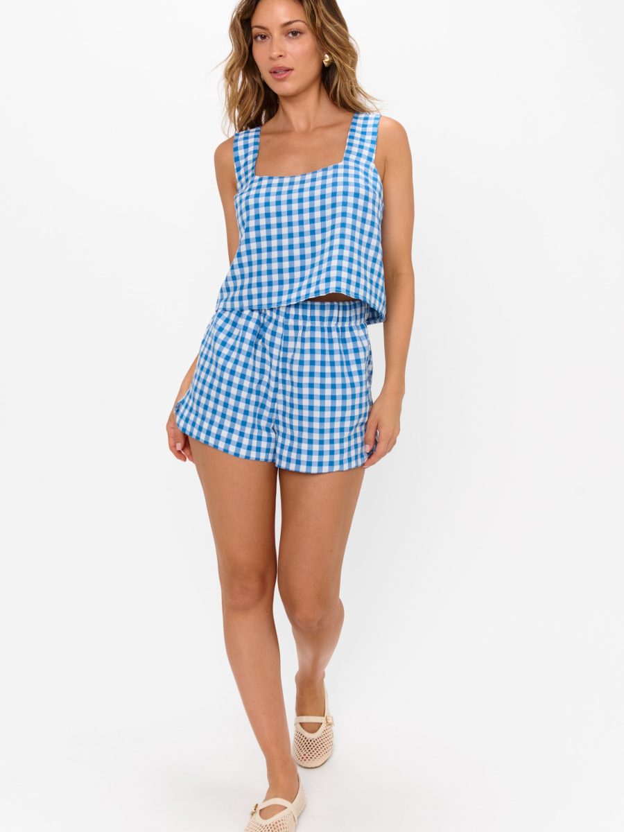 Tara Crop Top ~ Blue Bounty Gingham