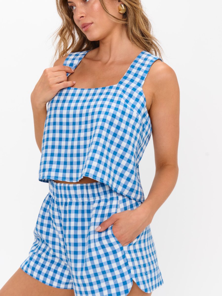 Tara Crop Top ~ Blue Bounty Gingham