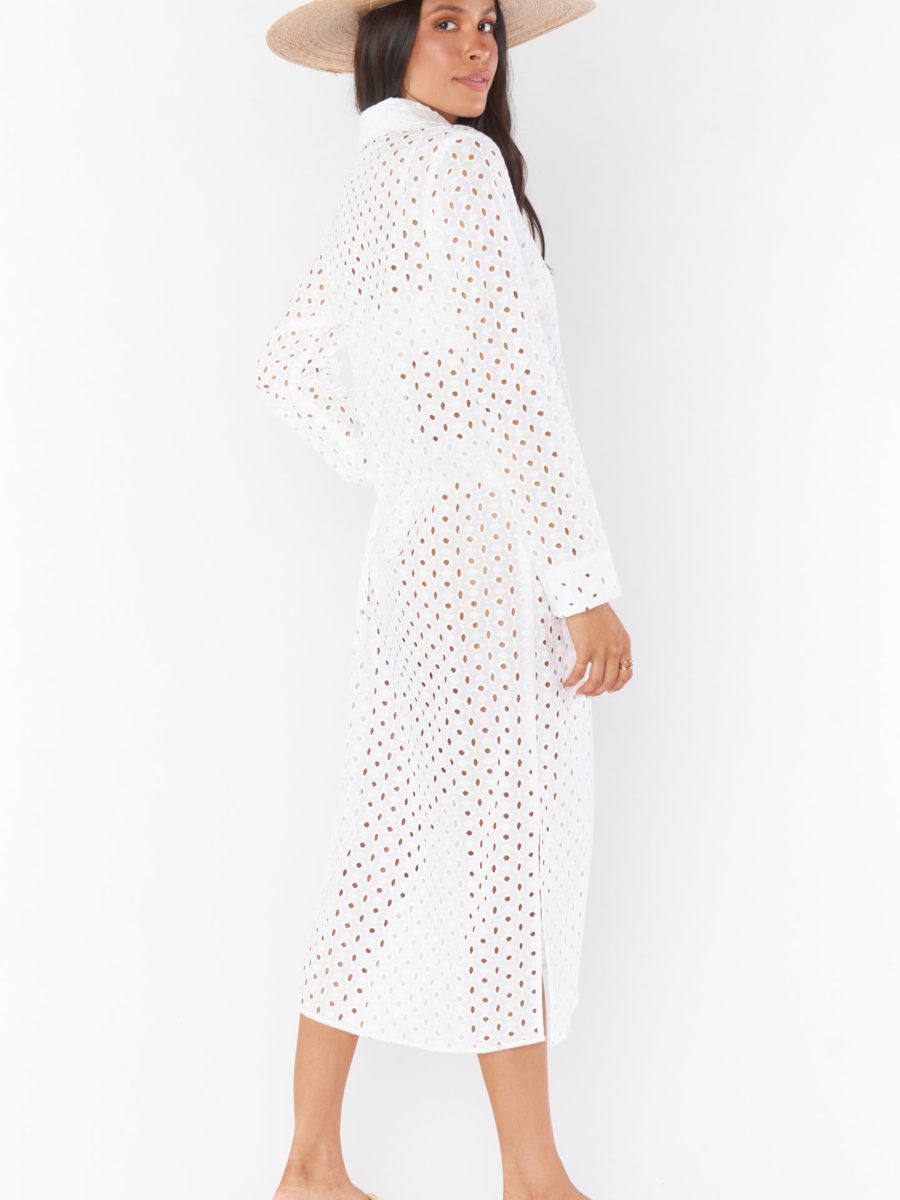 Dayton Button Down Midi Dress ~ White Eyelet