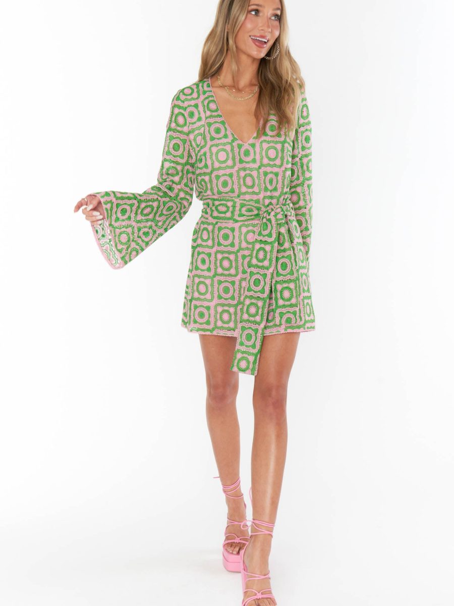 Treasure Mini Dress ~ Flower Power Pink Crochet