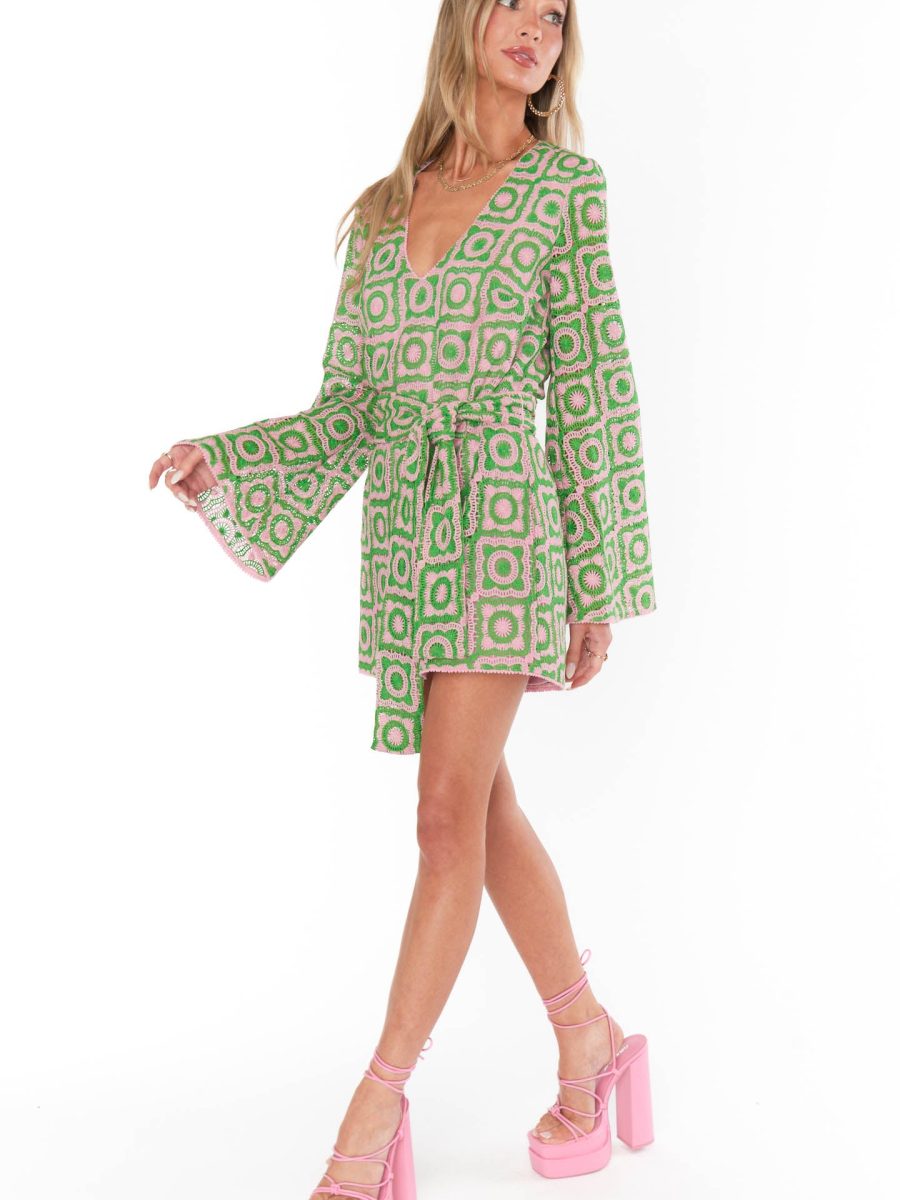 Treasure Mini Dress ~ Flower Power Pink Crochet