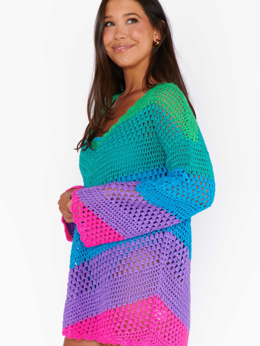 Paula V Neck Pullover ~ Chevron Stripe Crochet