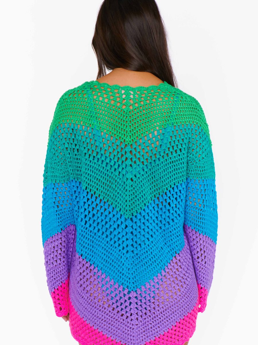 Paula V Neck Pullover ~ Chevron Stripe Crochet