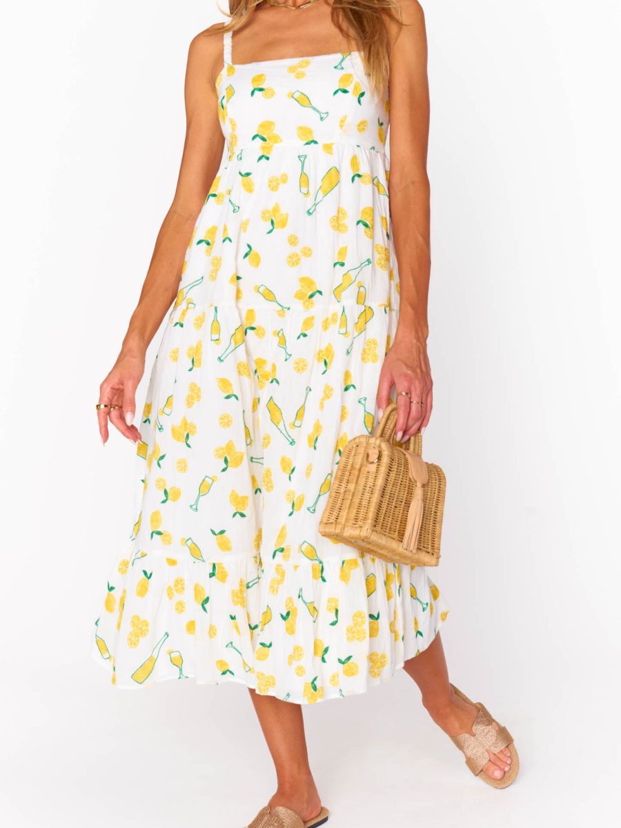 Summer Fling Midi Dress ~ Limoncello Embroidery