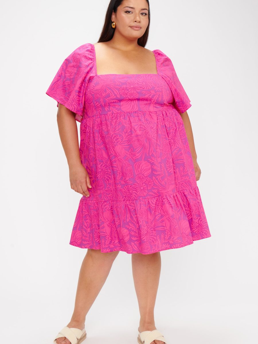 Erin Mini Dress ~ Pink Shells Poplin