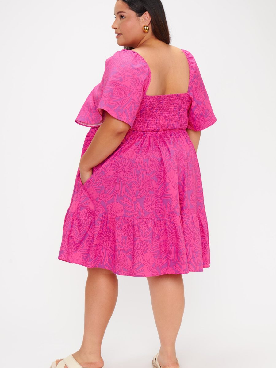 Erin Mini Dress ~ Pink Shells Poplin