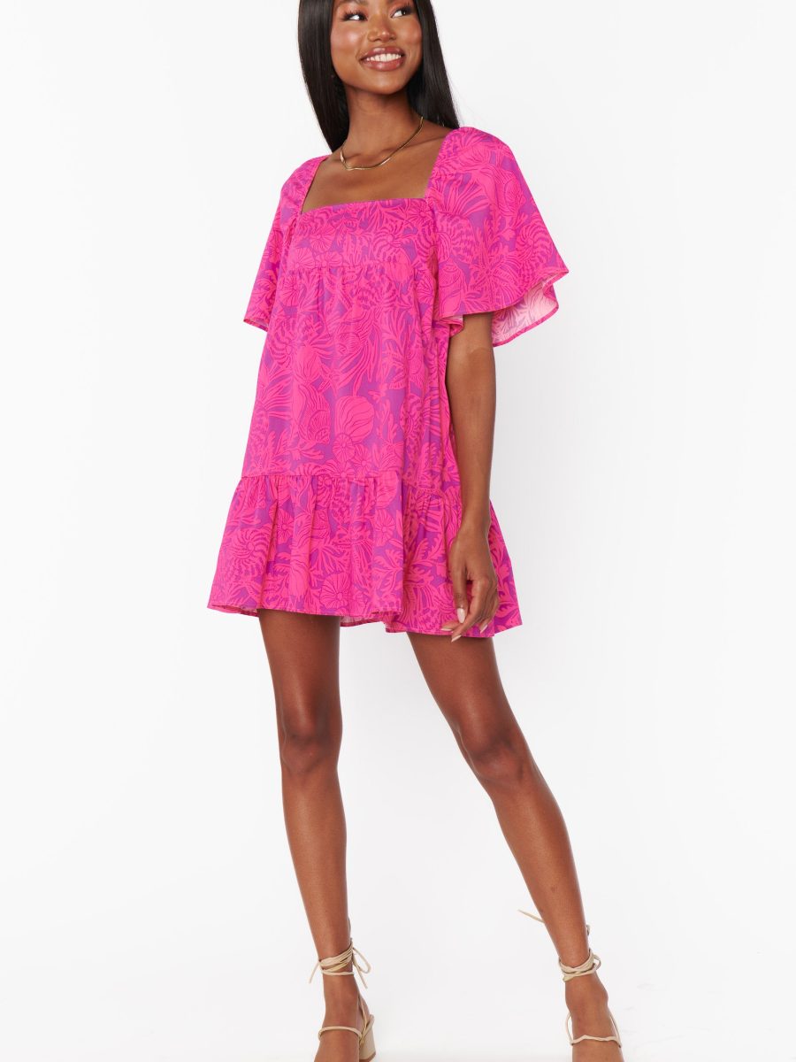 Erin Mini Dress ~ Pink Shells Poplin