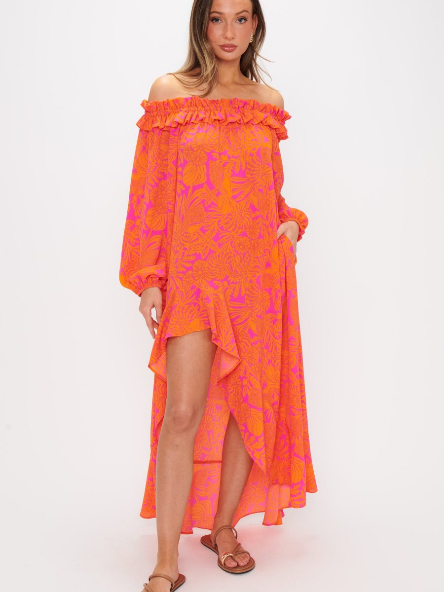 Bobbi Maxi Dress ~ Fuchsia Shells Pebble