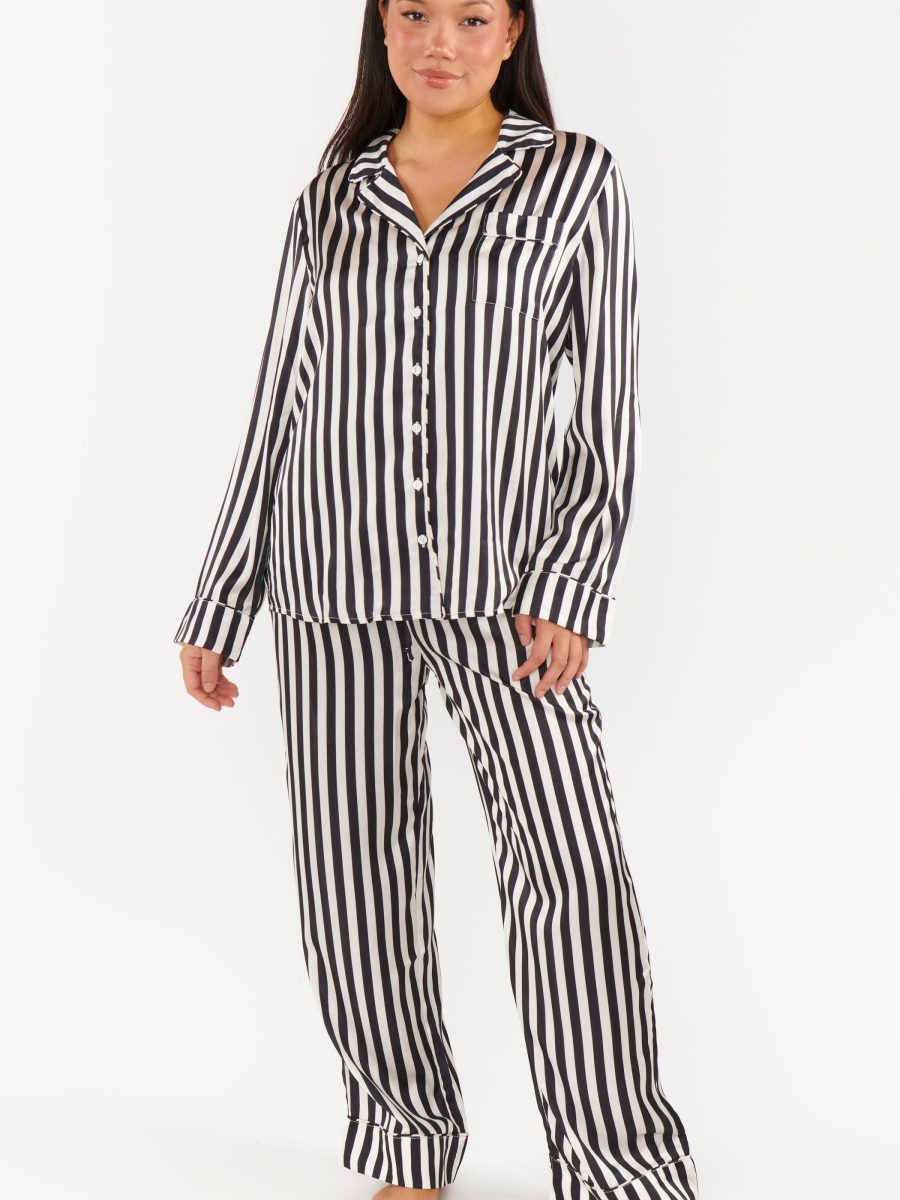 Classic PJ Set ~ Midnight Stripe Silky