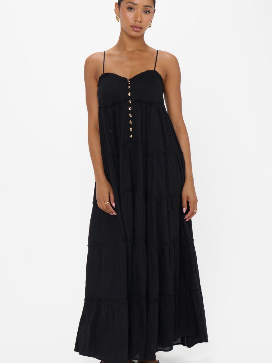 Gracie Midi Dress ~ Black Voile