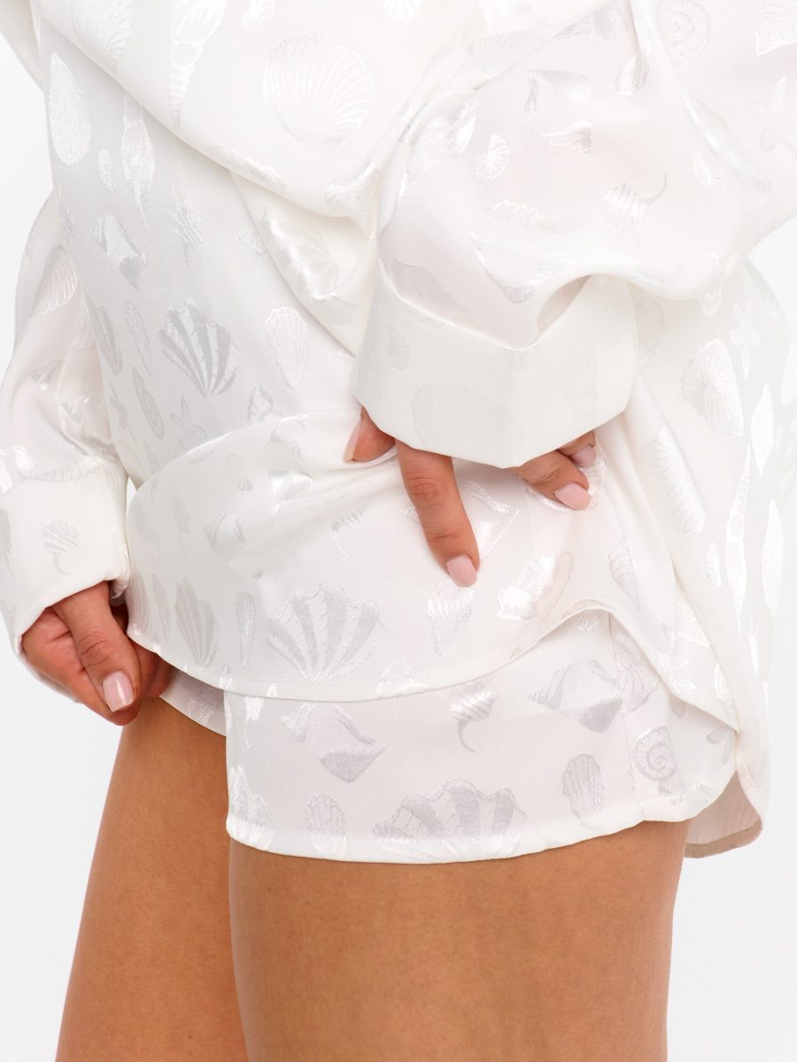 All Night Skort ~ White Shell Satin