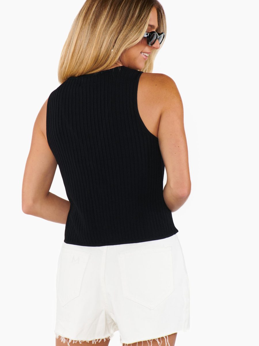 Time Out Tie Top ~ Black Rib Knit