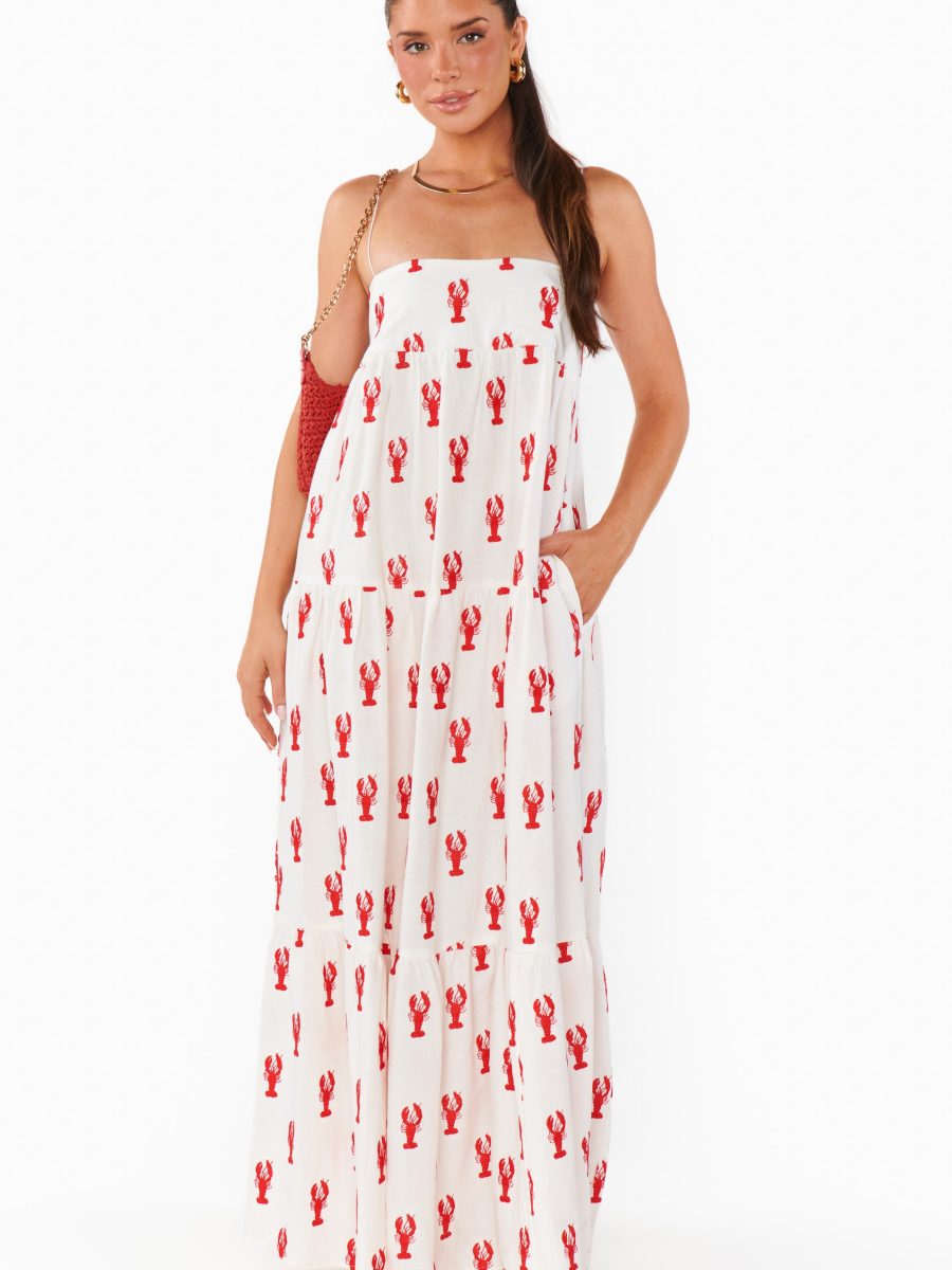 Long Weekend Maxi Dress ~ Lobster Embroidery