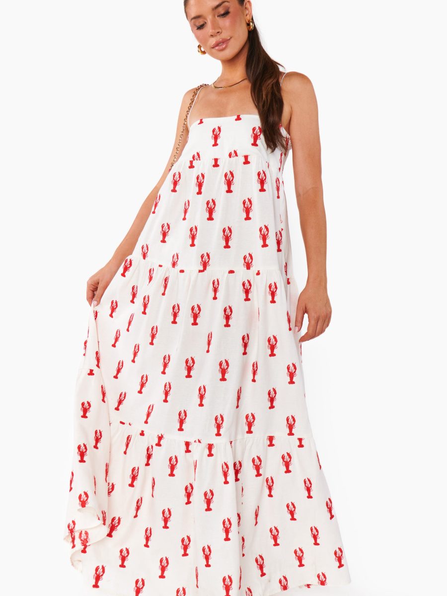 Long Weekend Maxi Dress ~ Lobster Embroidery